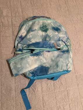 Blue,Mint Green & Purple Backpack With Pencil Holder And Eraser,New.